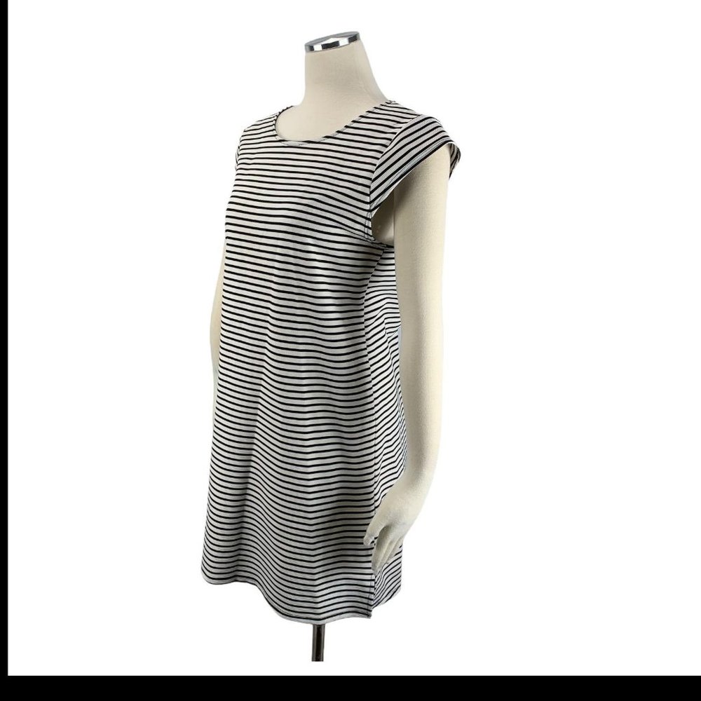 Everly Large Dress Anthro Anthropologie Black Whit - Picture 2 of 7